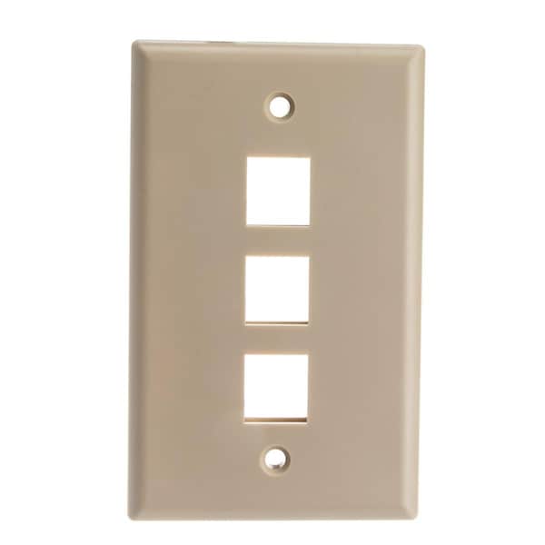 Cable Wholesale 3 Hole for Keystone Jack Decora Wall Plate Insert - White 302-2D-W - main